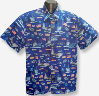 US Navy Hawaiian Shirt- Made in USA- Cotton
